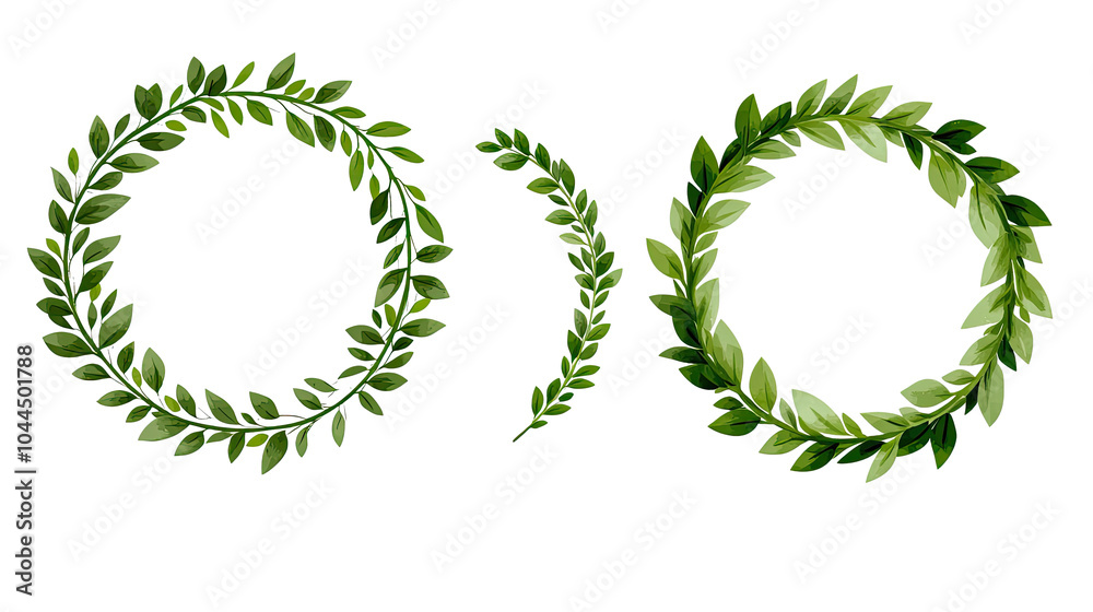 Set of Decorative Laurel Wreaths on a Transparent Background Generative AI Set of Decorative Laurel Wreaths on a Transparent Background Generative AI