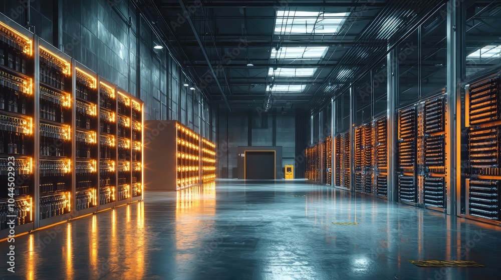 Industrial Warehouse with Massive Battery Storage