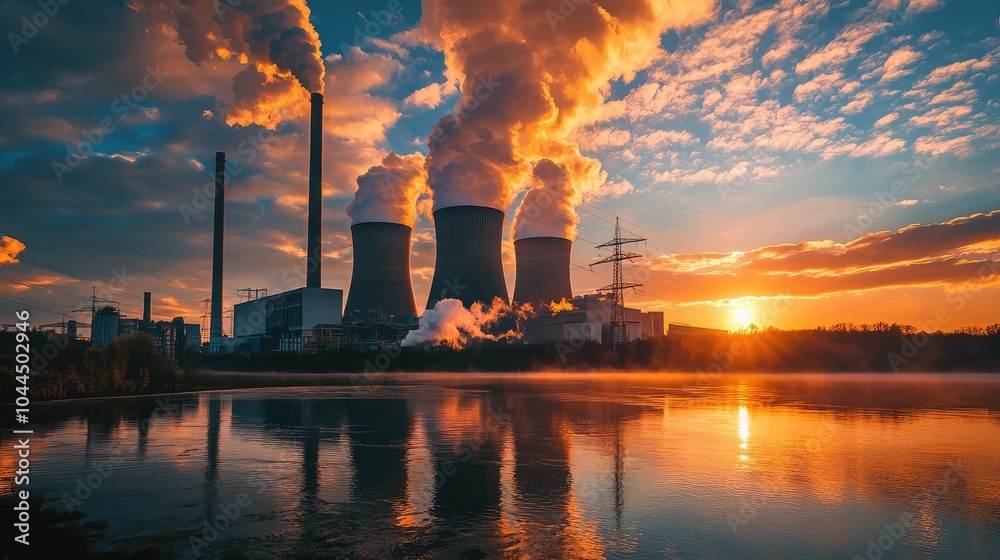 Industrial Power Plant at Sunrise Industrial Power Plant at Sunrise
