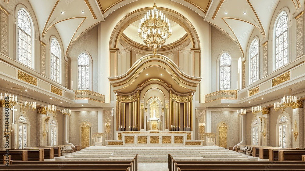 Fototapeta premium Ornate Gold Accented Church Interior Design