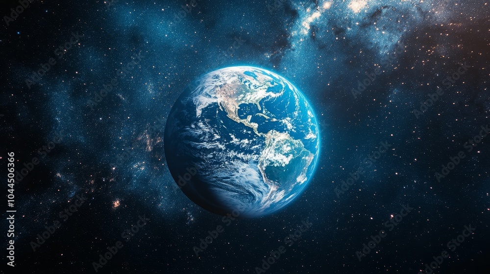 A stunning view of Earth from space, showcasing its vibrant colors and surrounding cosmic backdrop. A stunning view of Earth from space, showcasing its vibrant colors and surrounding cosmic backdrop.