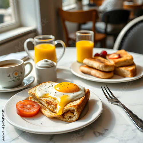 Close-up of breakfast served on table