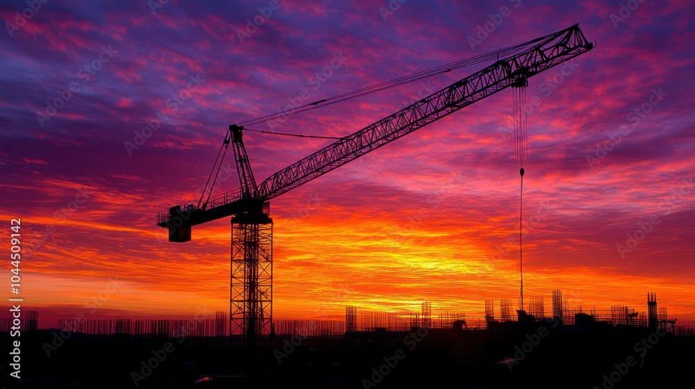 crane in the process of lifting heavy materials at a construction site, with the machinery's cables taut and the load clearly visible. crane in the process of lifting heavy materials at a construction site, with the machinery's cables taut and the load clearly visible.