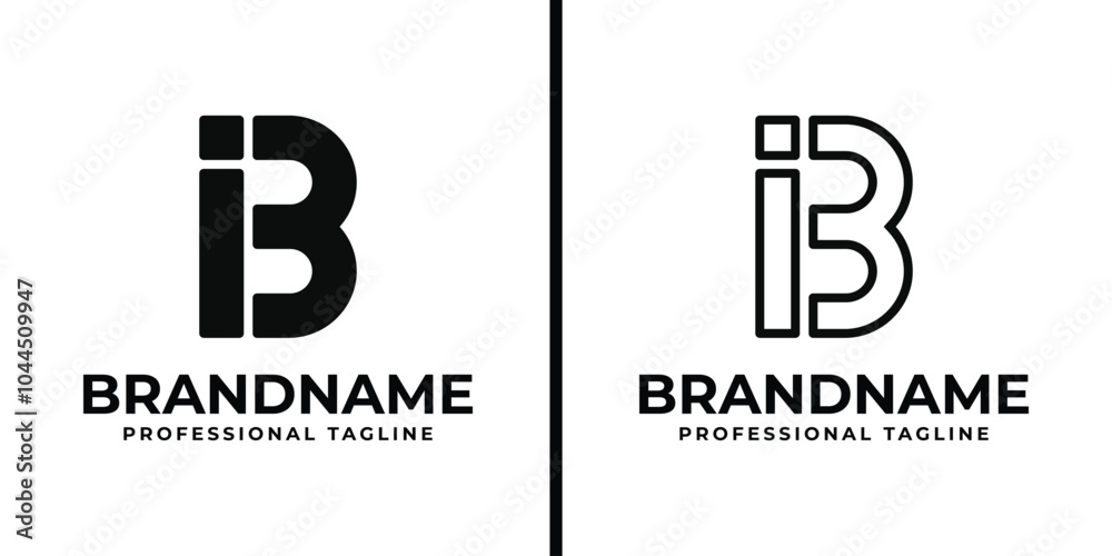 Letters IB or BI Monogram Logo Set, for business with BI or IB initials Letters IB or BI Monogram Logo Set, for business with BI or IB initials