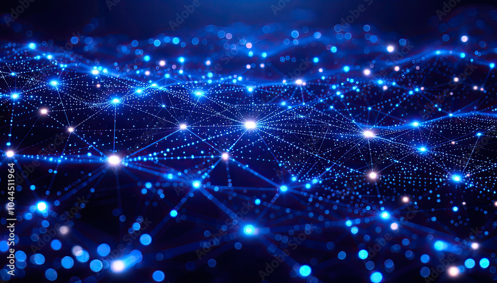 Futuristic Digital Network Grid Illustration Representing Artificial Intelligence Infrastructure, Data Connectivity, and Real-Time Data Flow in a Seamless AI Environment