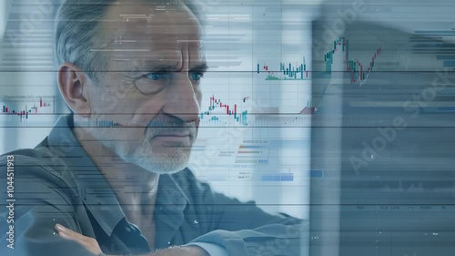 Thoughtful man looking out a window in a modern office. video