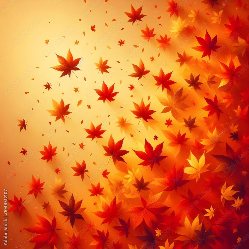 3d Autumn leaves background, a warm-toned background with a gradient from a rich orange to a golden yellow. 3d Autumn leaves background, a warm-toned background with a gradient from a rich orange to a golden yellow.