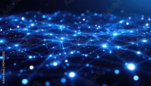 Futuristic Digital Network Grid Illustration Representing Artificial Intelligence Infrastructure, Data Connectivity, and Real-Time Data Flow in a Seamless AI Environment