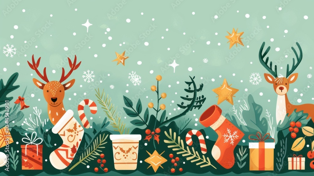 Naklejka premium Charming Christmas Icons and Elements for Holiday Designs