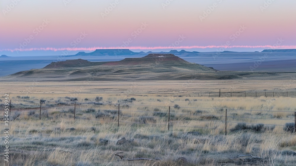 Fototapeta premium Sound waves radiating across a serene landscape, symbolizing the interconnectedness and harmony of natural and auditory elements.