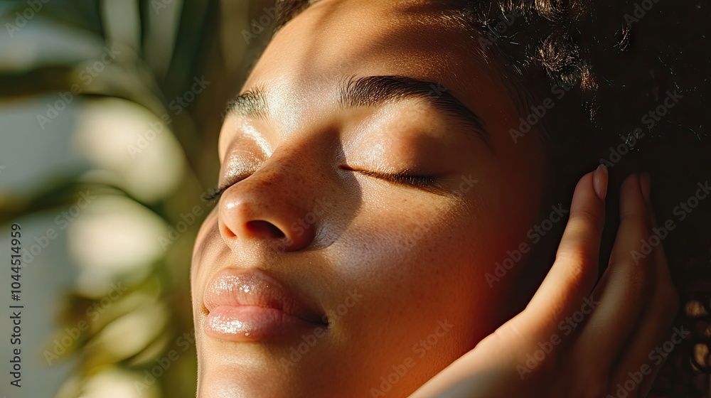A serene woman with glowing skin applying face serum in a close-up, emphasizing skincare and the healthy, radiant look of her complexion. A serene woman with glowing skin applying face serum in a close-up, emphasizing skincare and the healthy, radiant look of her complexion.