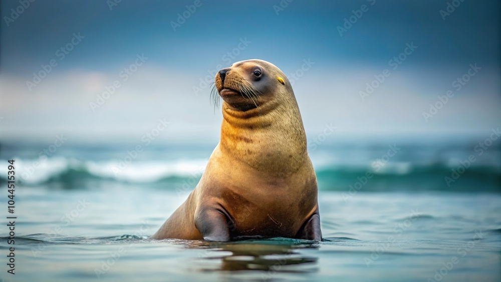 Fototapeta premium sea lion resting on rock in ocean