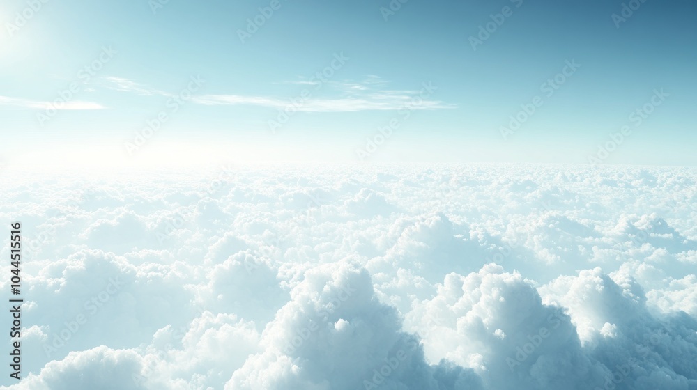 Fototapeta premium A serene view of fluffy clouds under a bright sky, evoking tranquility and openness.
