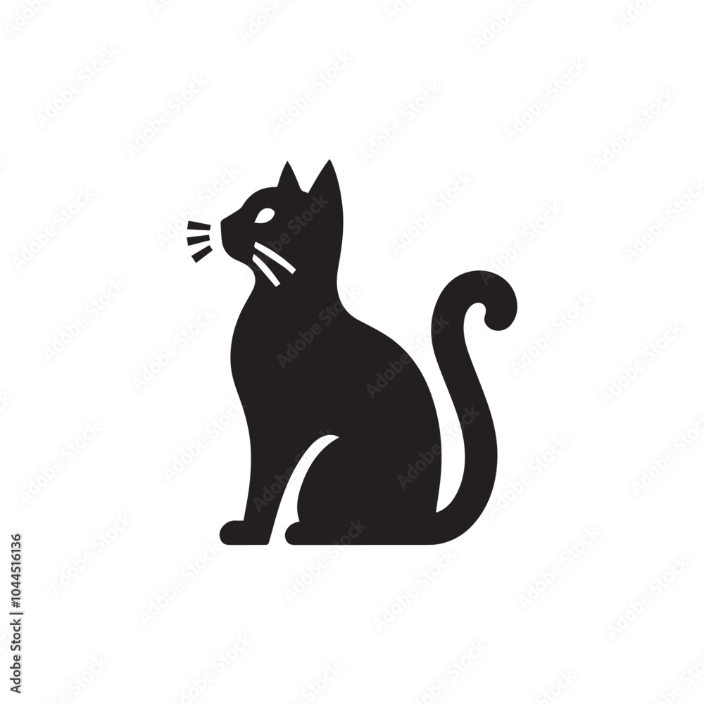 silhouette of a cat on a white background. cat, animal, vector, black, cartoon, pet and illustration