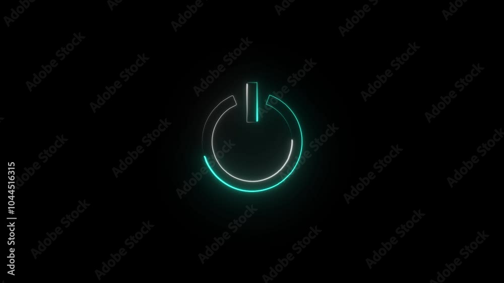 Neon power reset button sign animation. Neon power reset button sign animation.