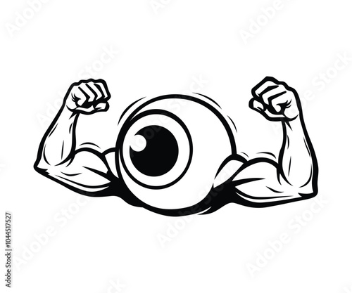 An eyeball with muscular arms vector