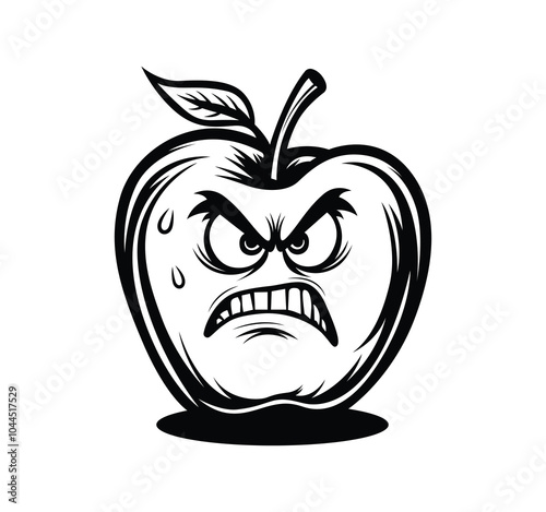 Angry cartoon apple vector