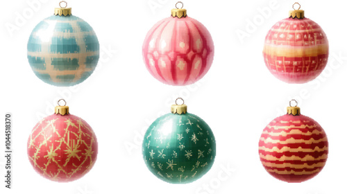 Vintage Christmas Ornaments on Clear Background Generative AI