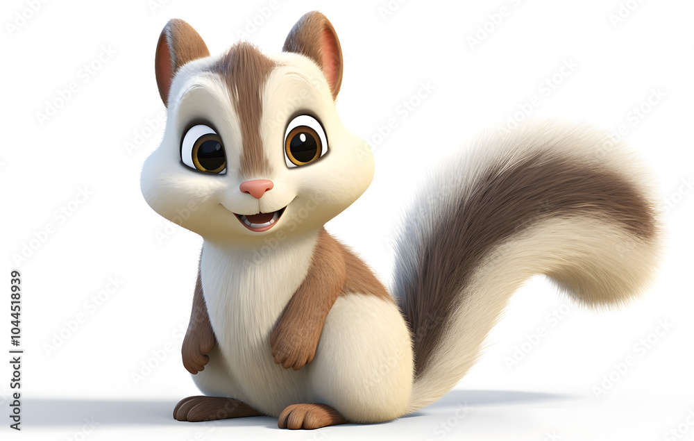 Small, cute, fluffy squirrel, cute squirrel on a white background Small, cute, fluffy squirrel, cute squirrel on a white background