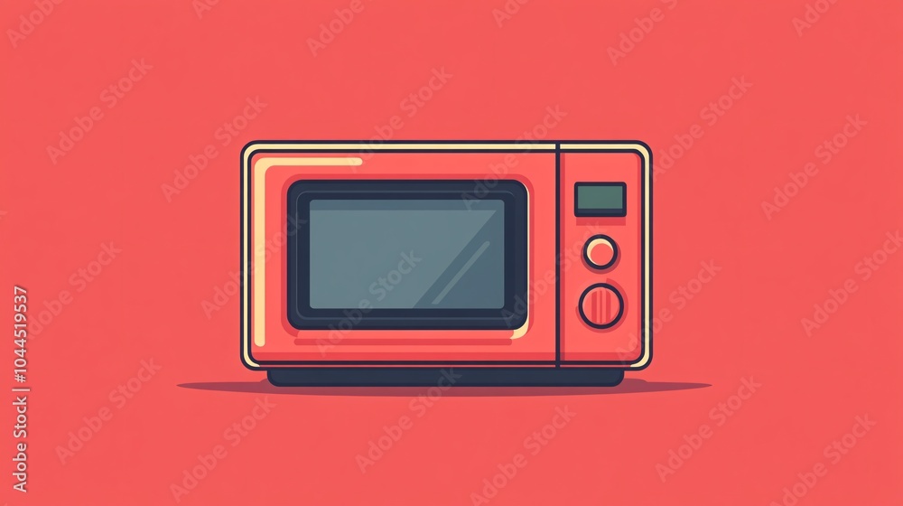 Microwave oven isolated on red background vector illustration Microwave oven isolated on red background vector illustration