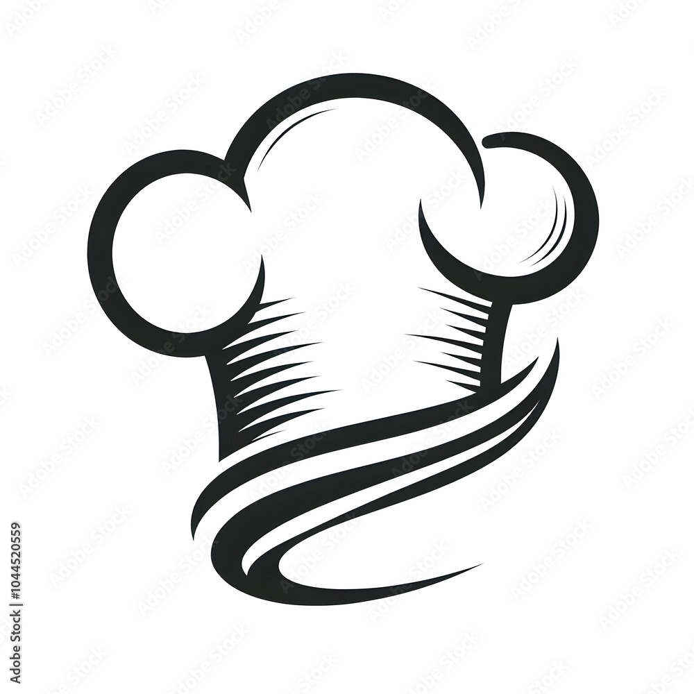 simple and stylish chef's hat logo in clean line art style, hat on white, hat icon, logo design