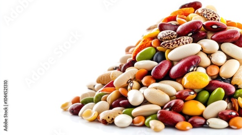 A colorful assortment of various dried beans and legumes piled together.