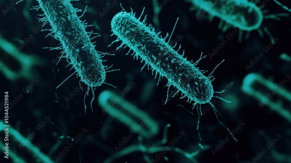 Fototapeta premium Ancient microbes under microscope reveal intricate cellular structures, showcasing their mysterious and ancient nature, ideal for scientific and educational content