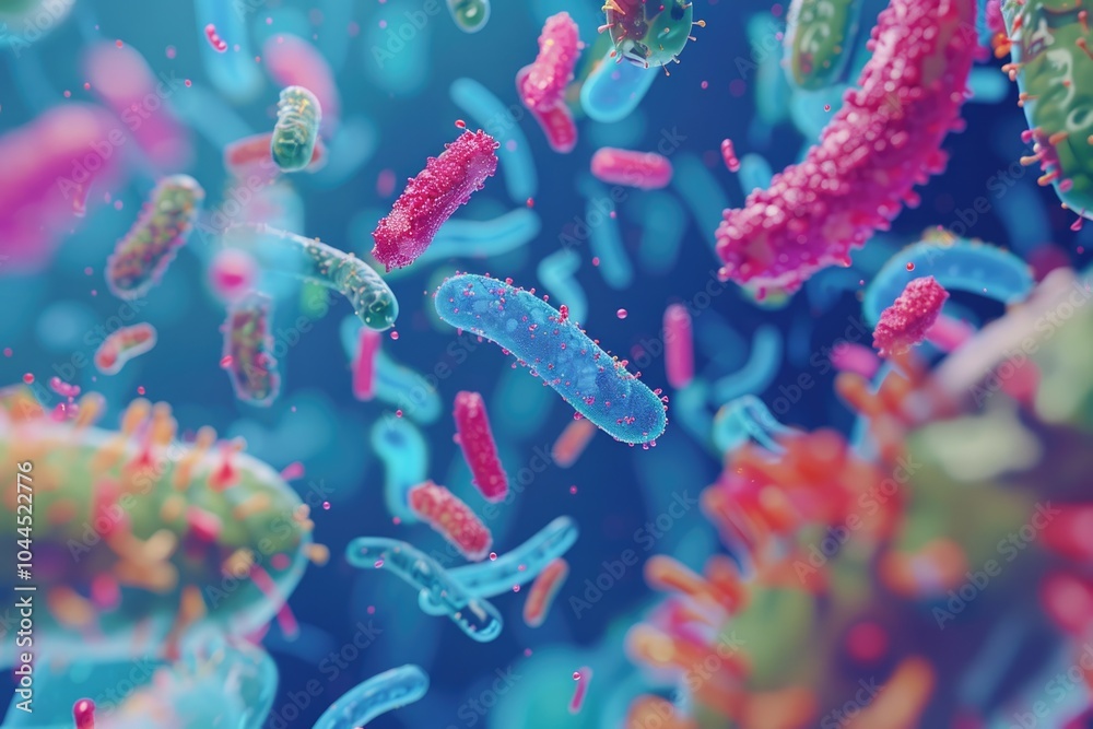 Naklejka premium Probiotics and Microbiome Impact on Human Health.