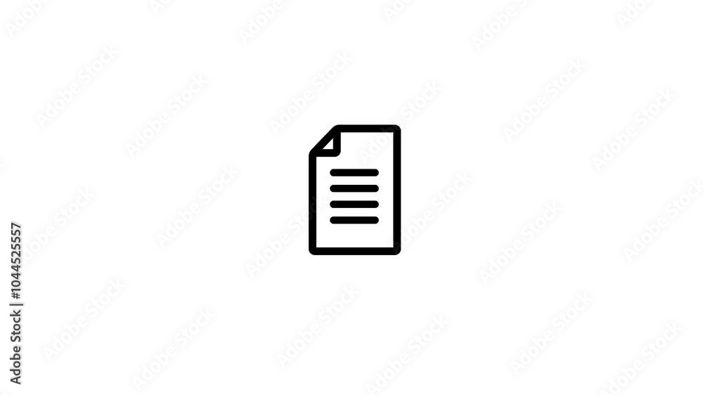 White background. Motion graphic of file appearing in screen. PDF file document symbol White background. Motion graphic of file appearing in screen. PDF file document symbol