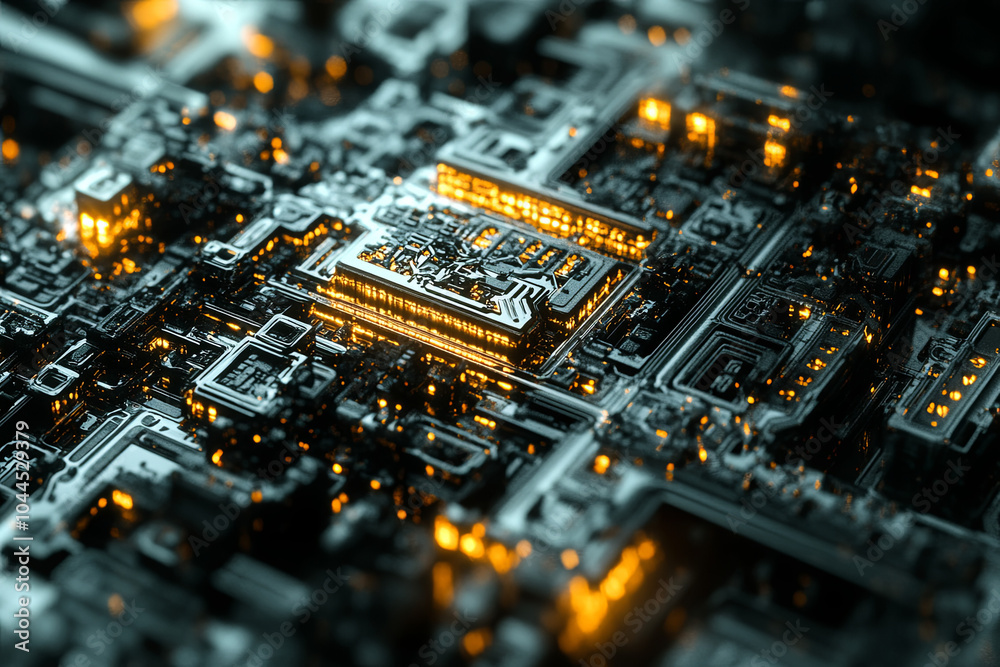 Digital patterns building into a complex form, concept of growth and technological development Digital patterns building into a complex form, concept of growth and technological development