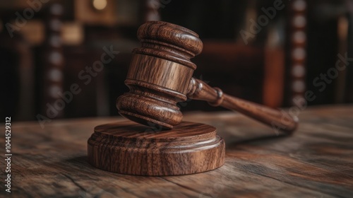 Legal Authority - Wooden Judge's Gavel Symbolizing Law, Justice, and Decision-Making photo