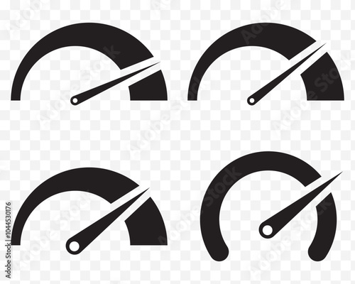 Dashboard speedometer icons set. Tachometer icon isolated. Performance indicator sign. Car speed. Fast internet speed sign. Stock flat vector elements. EPS 10.