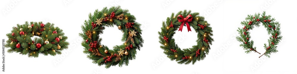 Festive Christmas wreaths on white background Festive Christmas wreaths on white background