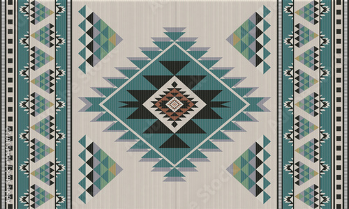 Navajo tribal vector seamless pattern. Native American ornament. Ethnic South Western decor style. Boho geometric ornament. Vector pattern. Mexican blanket, rug. Woven carpet illustration 