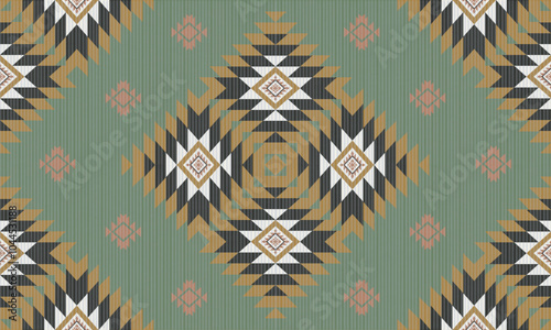 Navajo tribal vector seamless pattern. Native American ornament. Ethnic South Western decor style. Boho geometric ornament. Vector pattern. Mexican blanket, rug. Woven carpet illustration 
