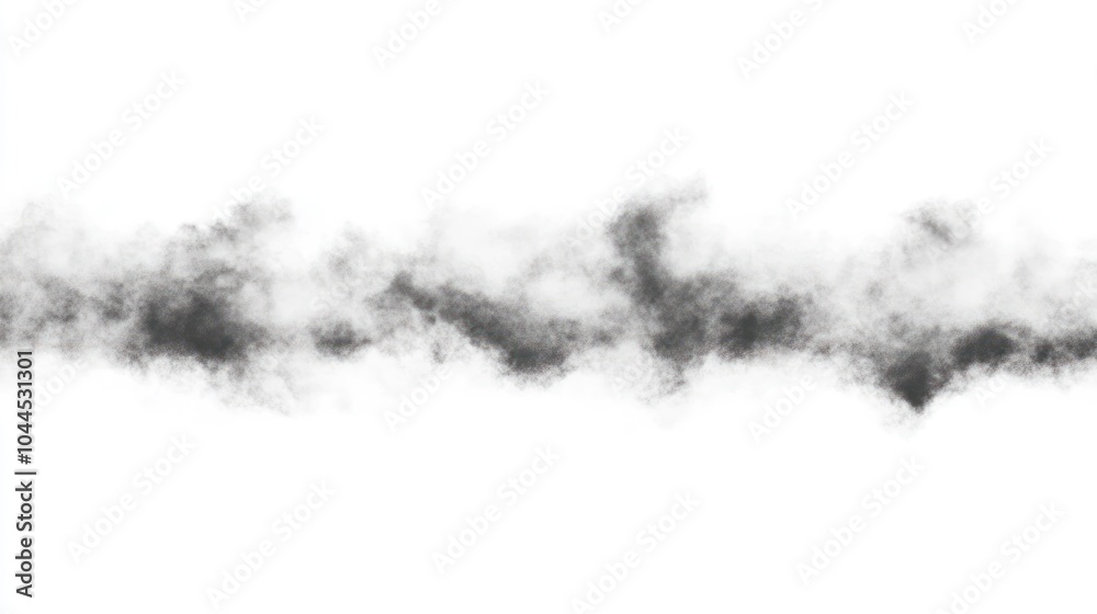 A wispy cloud of smoke or fog against a white background.