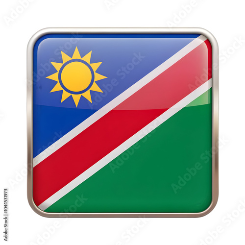 3D Rectangular Flag Icon of Namibia for Use in Digital Media and Presentations, Reflecting National Pride and Identity