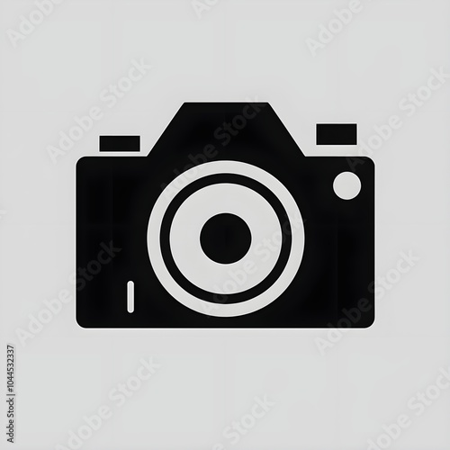 camera icon, logo icon, minimalist black and white camera lens icon with concentric circles