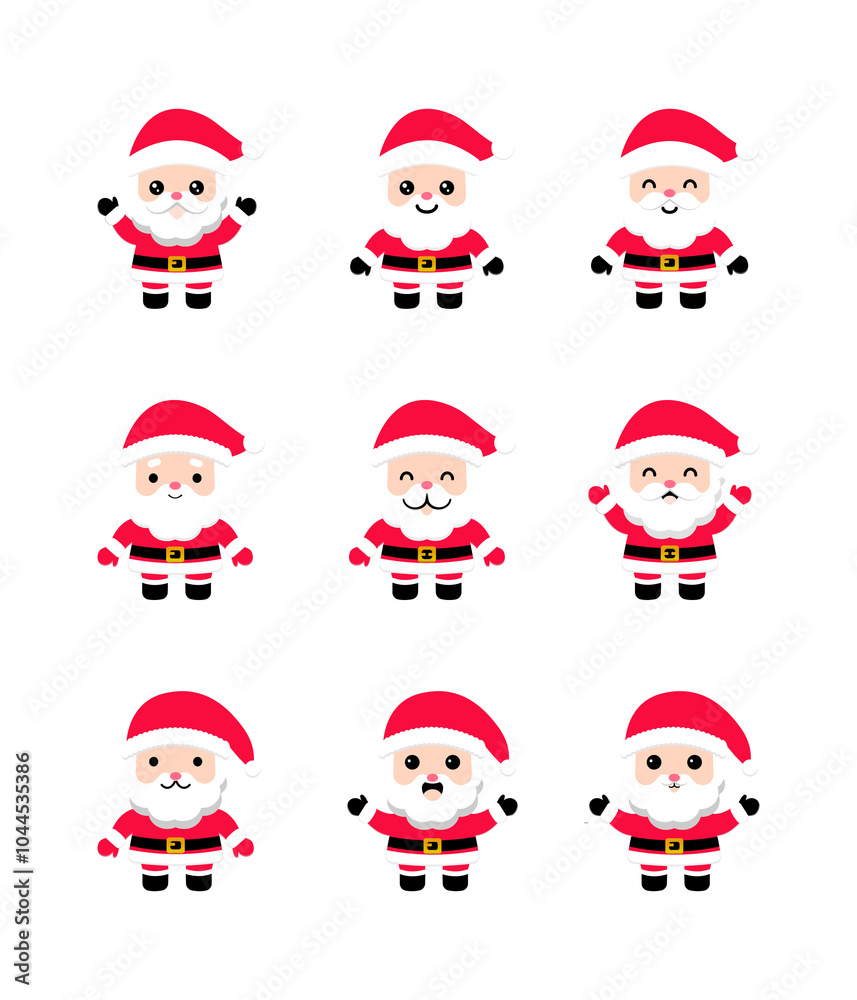 Vector collection of cute Santa Claus stickers Vector collection of cute Santa Claus stickers