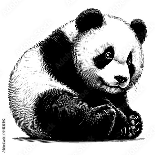 Hand drawn Panda Bear, vector sketch isolated on white background, SVG vector	