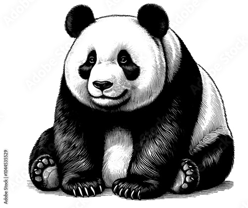 Hand drawn Panda Bear, vector sketch isolated on white background, SVG vector	