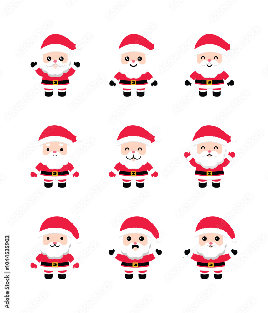 Vector collection of cute Santa Claus stickers Vector collection of cute Santa Claus stickers