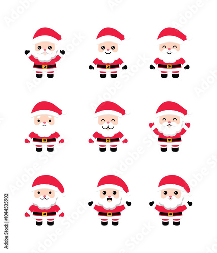 Vector collection of cute Santa Claus stickers