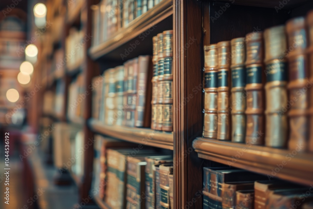 Blurry background of books on library bookshelf. Blurry background of books on library bookshelf.