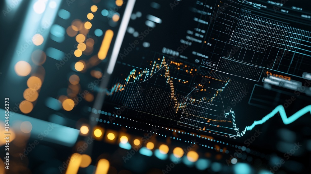 Data Analytics and Finance Graphs on Digital Display Data Analytics and Finance Graphs on Digital Display