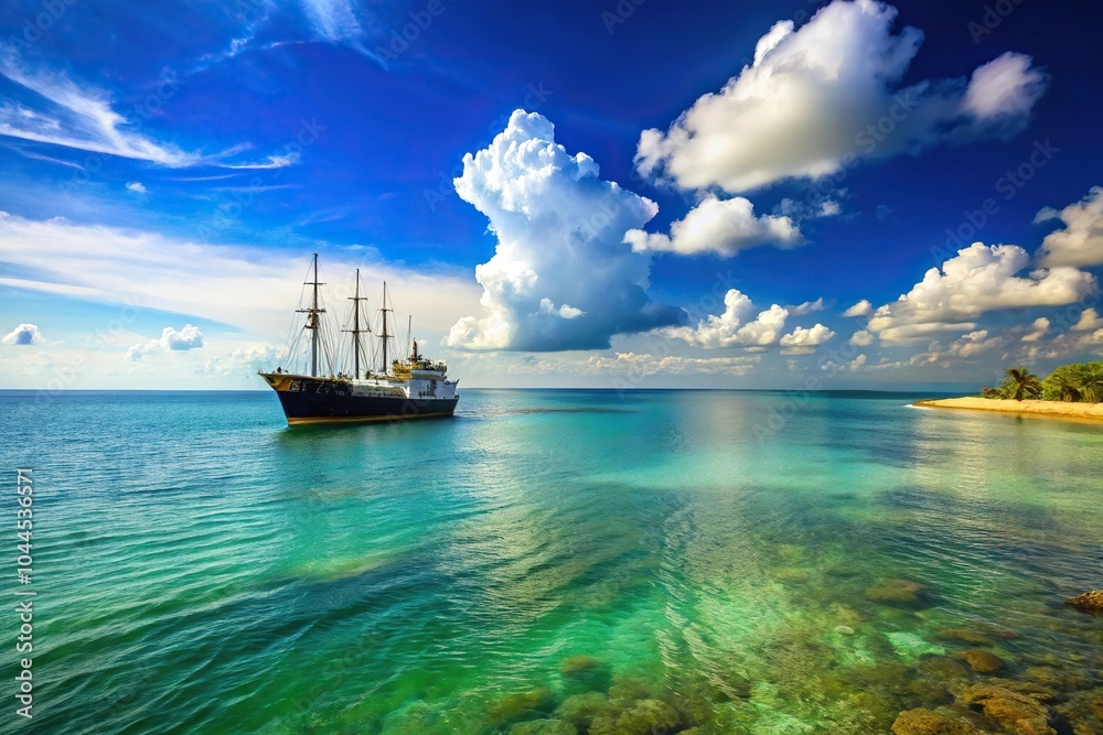 Obraz premium Ship reflected in water off Key West, Florida