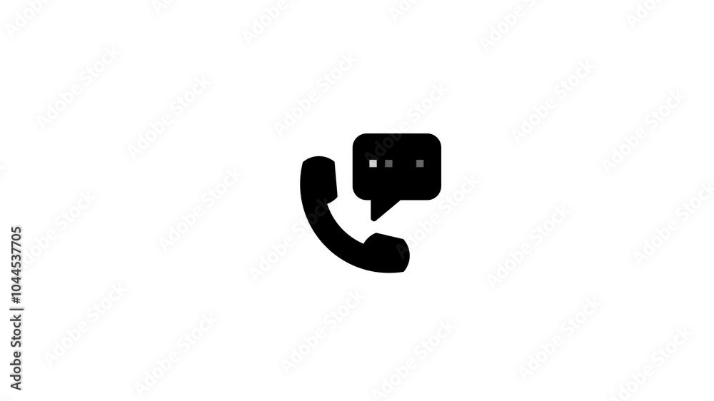 Animated missed call linear icon. Notification. Handset with chat box Animated missed call linear icon. Notification. Handset with chat box