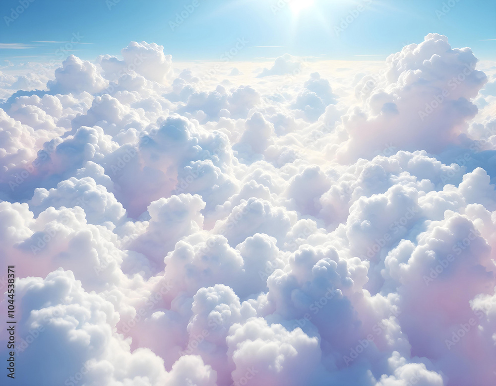 Dreamy aerial pastel sky with sunlight and clouds Dreamy aerial pastel sky with sunlight and clouds