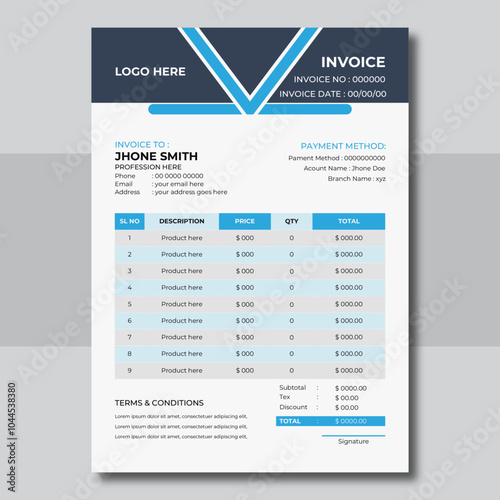 Vector creative modern invoice template design