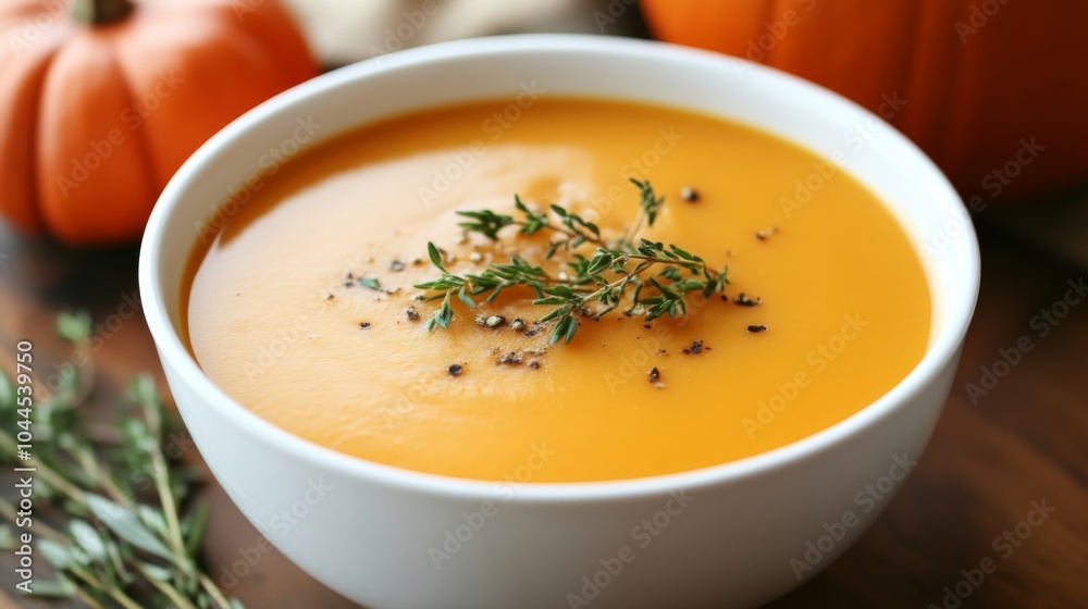 Creamy Pumpkin Soup with Fresh Thyme and Black Pepper Creamy Pumpkin Soup with Fresh Thyme and Black Pepper